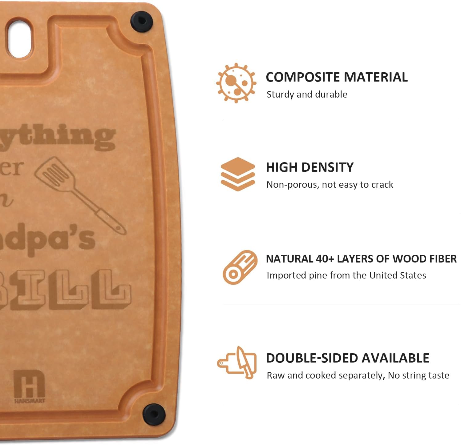 Cutting Boards for Kitchen Dishwasher Safe,Composite Cutting Board Set of 2 with BPA Free, Reversible Chopping Board with Juice Grooves, Non-porous, Grandpa
