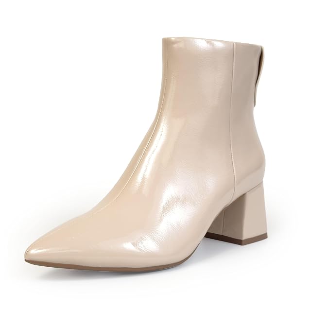 Aerosoles Womens ENOCH Bootie Stone Crinkle Patent Faux Leather 7W