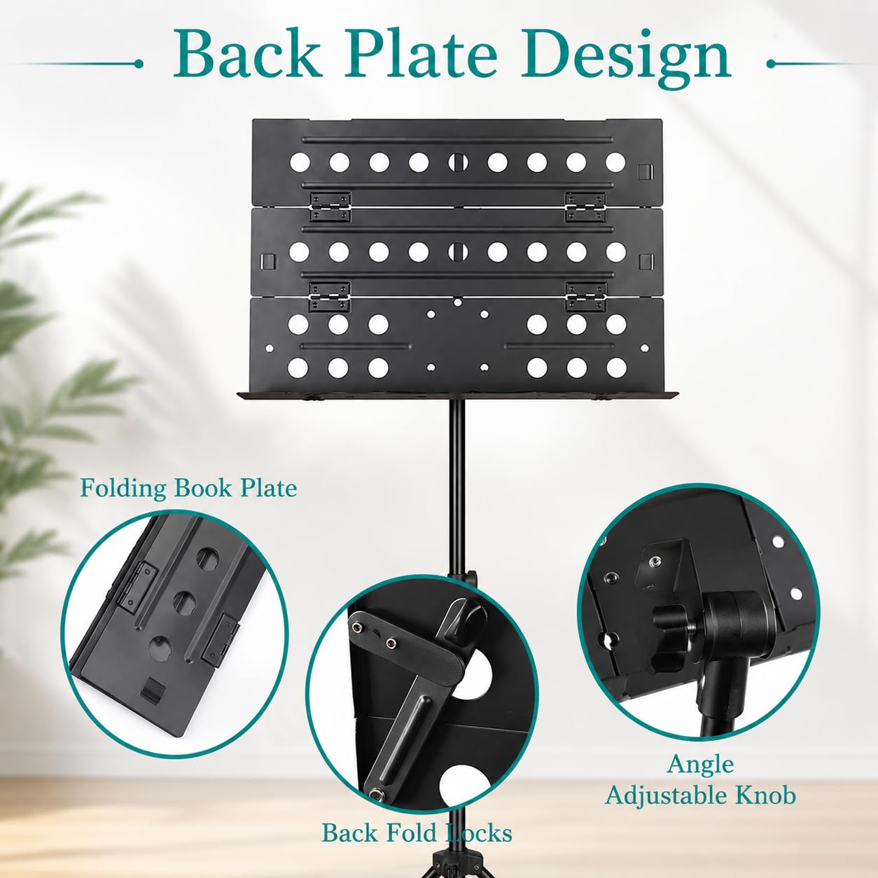 TECHBLAZE 3-Fold Notation Stand for Singers - Portable Tripod Music Stand for Sheet Music & Books | Heavy Duty Adjustable Height Music Sheet Holder for Lyrics, Singing Scripts & Orchestral 1