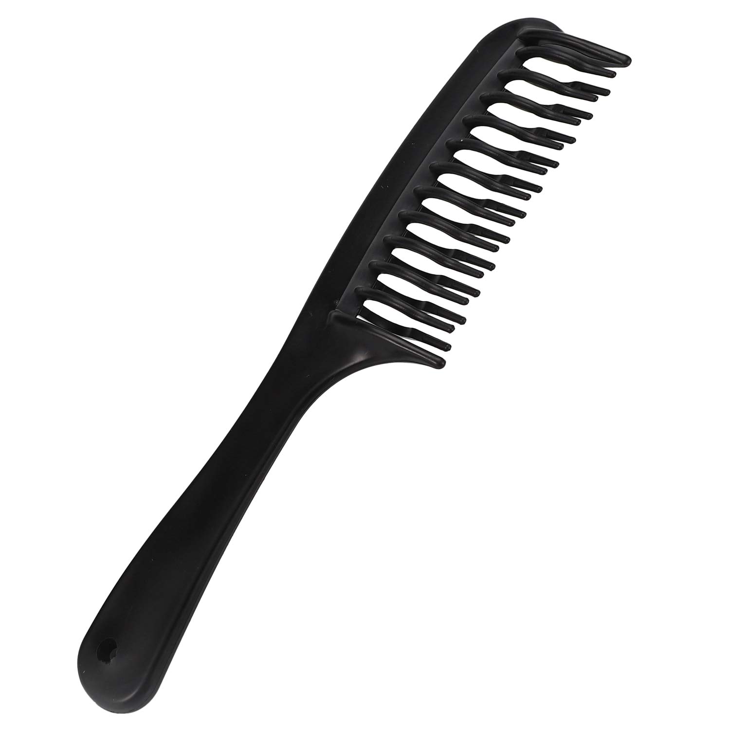 Peine de champú desenredante de doble diente negro con para cabello rizado y húmedo