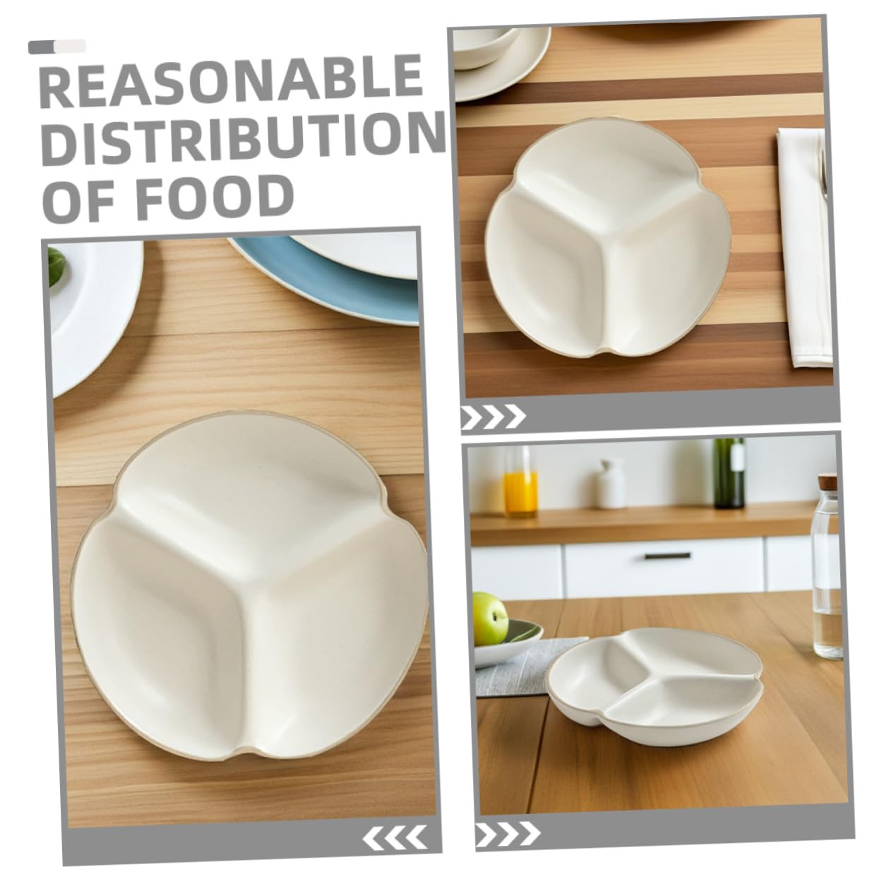 Céramique Assiette en 3 à Compartiments Divisée Blanche pour Famille