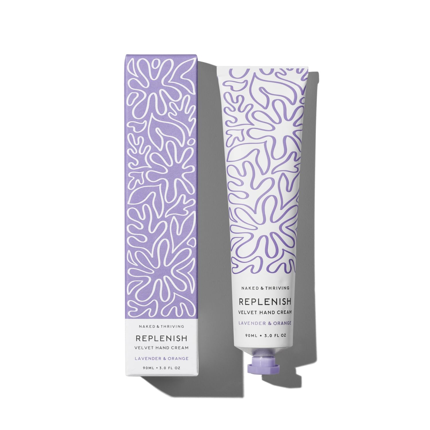 Naked & Thriving Replenish Velvet Anti-Aging Hand Cream: Advanced Hydration & Barrier Support, Fast-Absorbing, Nourish Dry Hands, Organic Shea Butter & Mango Seed Butter (Lavender & Orange)