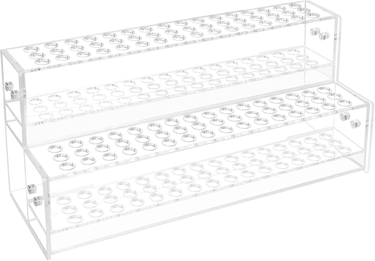 96-Slots Acrylic Pen Holder for Back to School,2-Tier Pen Display Stand for Craft Shows,12mm Beadable Pens Stand Paint Brush Holder Pencil Organizer Makeup Brush Rack Art Brush Organizer for Classroom
