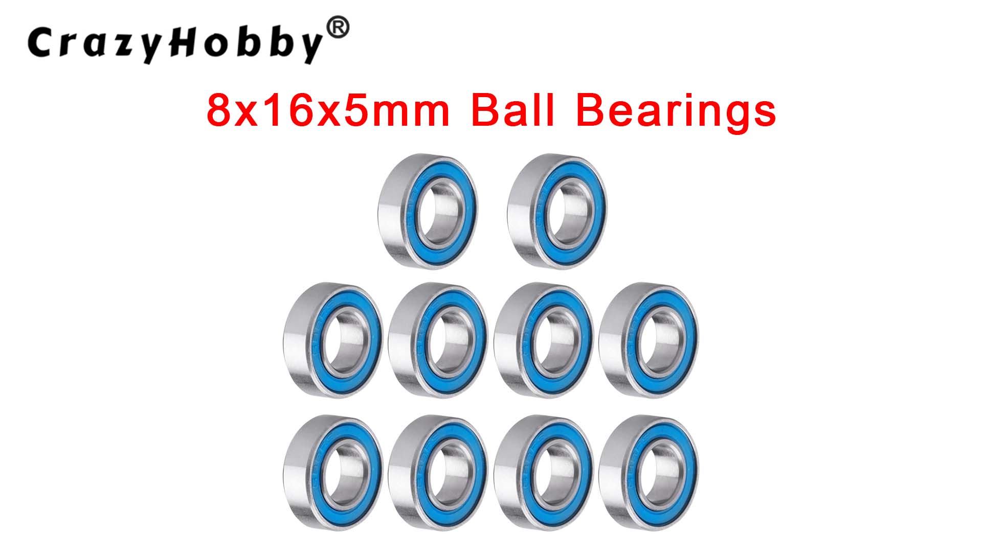 Image of 10pcs 688-2RS Ball Bearings - Miniature Deep Groove Ball Bearing Double Blue Rubber Sealed Chrome Steel for RC Cars /Planes /Drone /Robotics and Small Electric Motors(8x16x5mm)