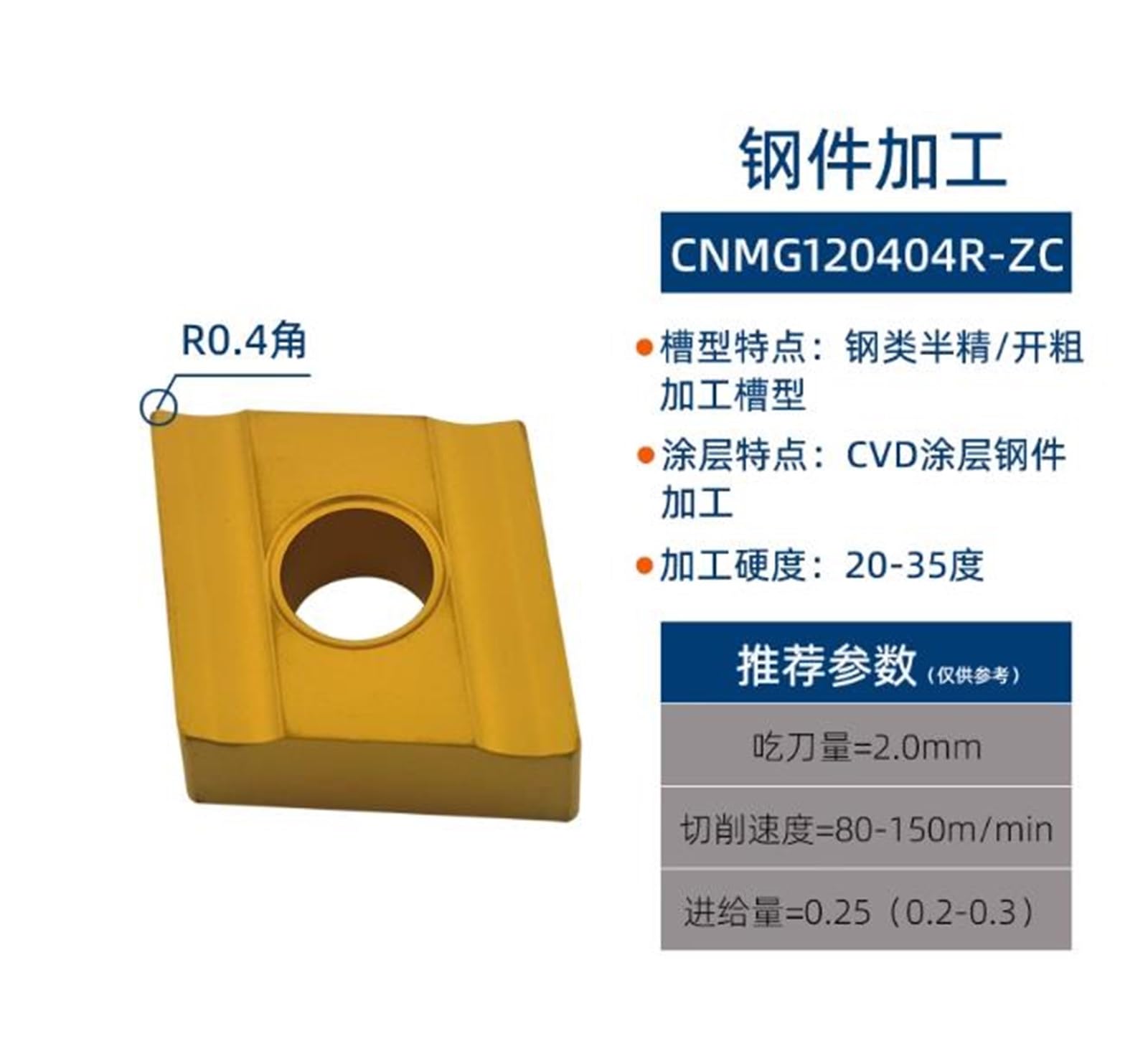 Herramienta De Torno Inserción Giratoria, Cortador Carburo 10 Uds. Para Acero Inoxidable(CNMG120404R-ZC ZM251)