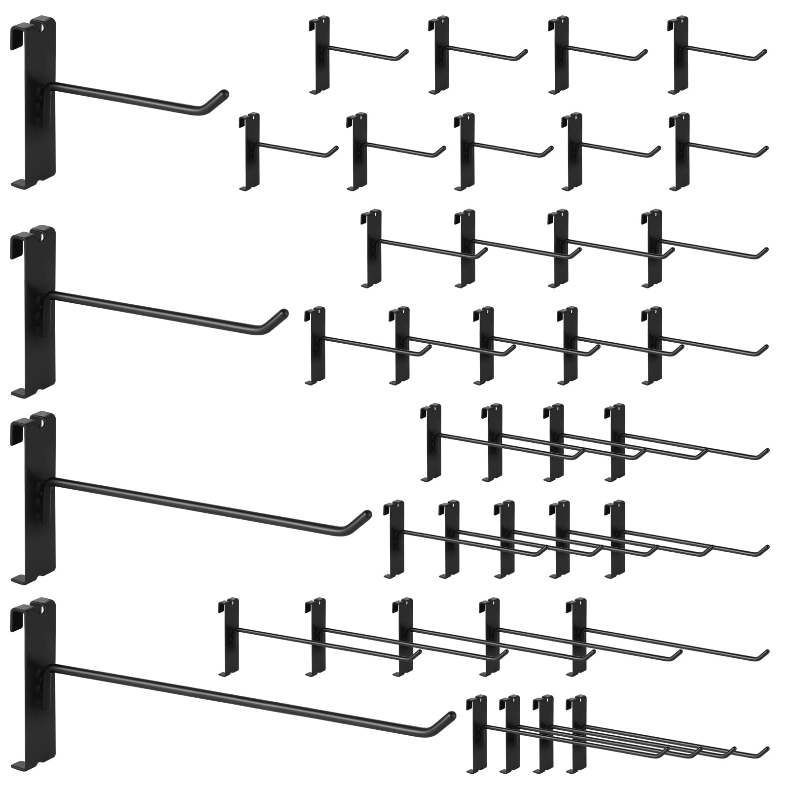 Yauhar 40Pcs 4" 6" 8" 10" Gridwall Display Hooks Assortment Set, Black Metal Grid Wall Panel Hanging Display Hook for Garage Shop Retail Storage, Wire Diameter 5mm// 0.2โ โ image 1