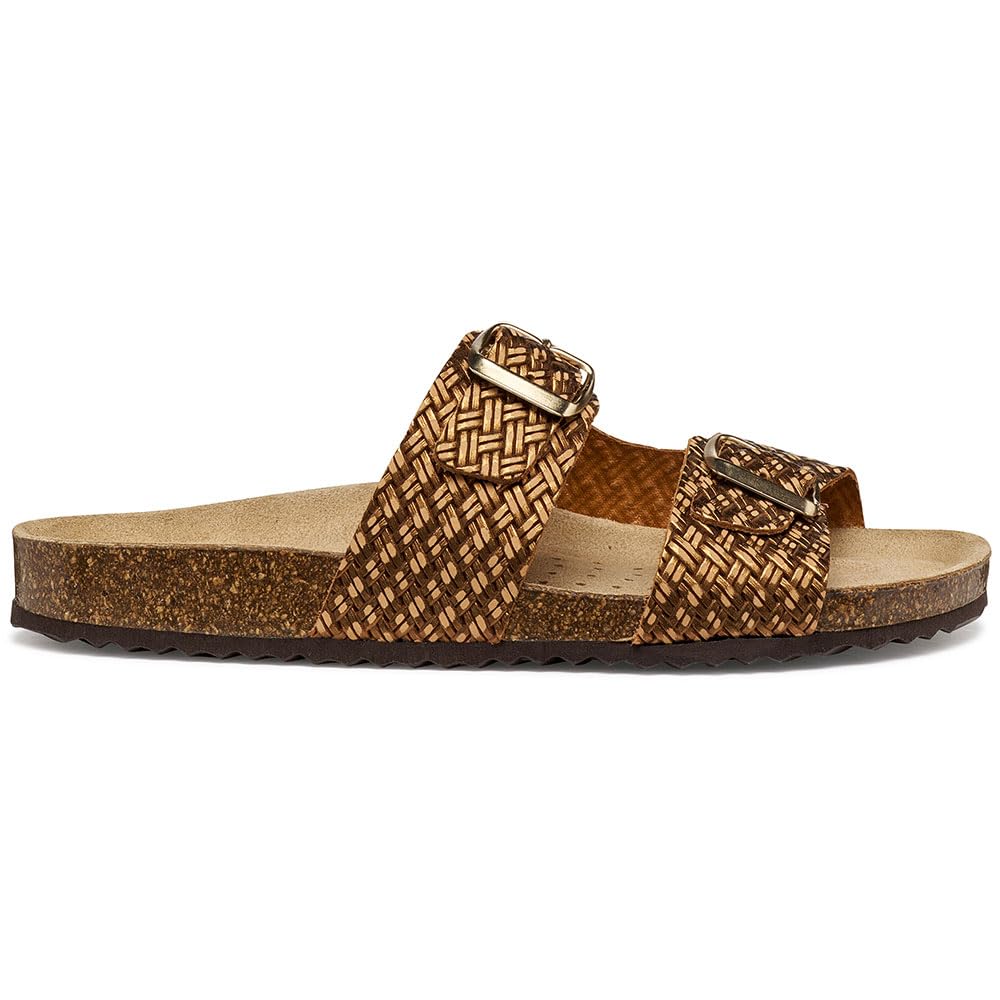 Geox Women's D BRIONIA L Flat Sandal, Bronze, 40 EU