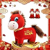 HUBAI Year of The Horse 2026 Plush, Smiling/Crying Horse Plushie Figurine, Lucky Chinese Lunar Mascot Zodiac Ornament for Home Store Tabletop Decor, Lunar New Year Gifts (Smile, 7.87in/20cm)