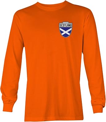 Scotland Football Jersey - Scottish National Soccer Unisex Long Sleeve Shirt Orange, X-Large