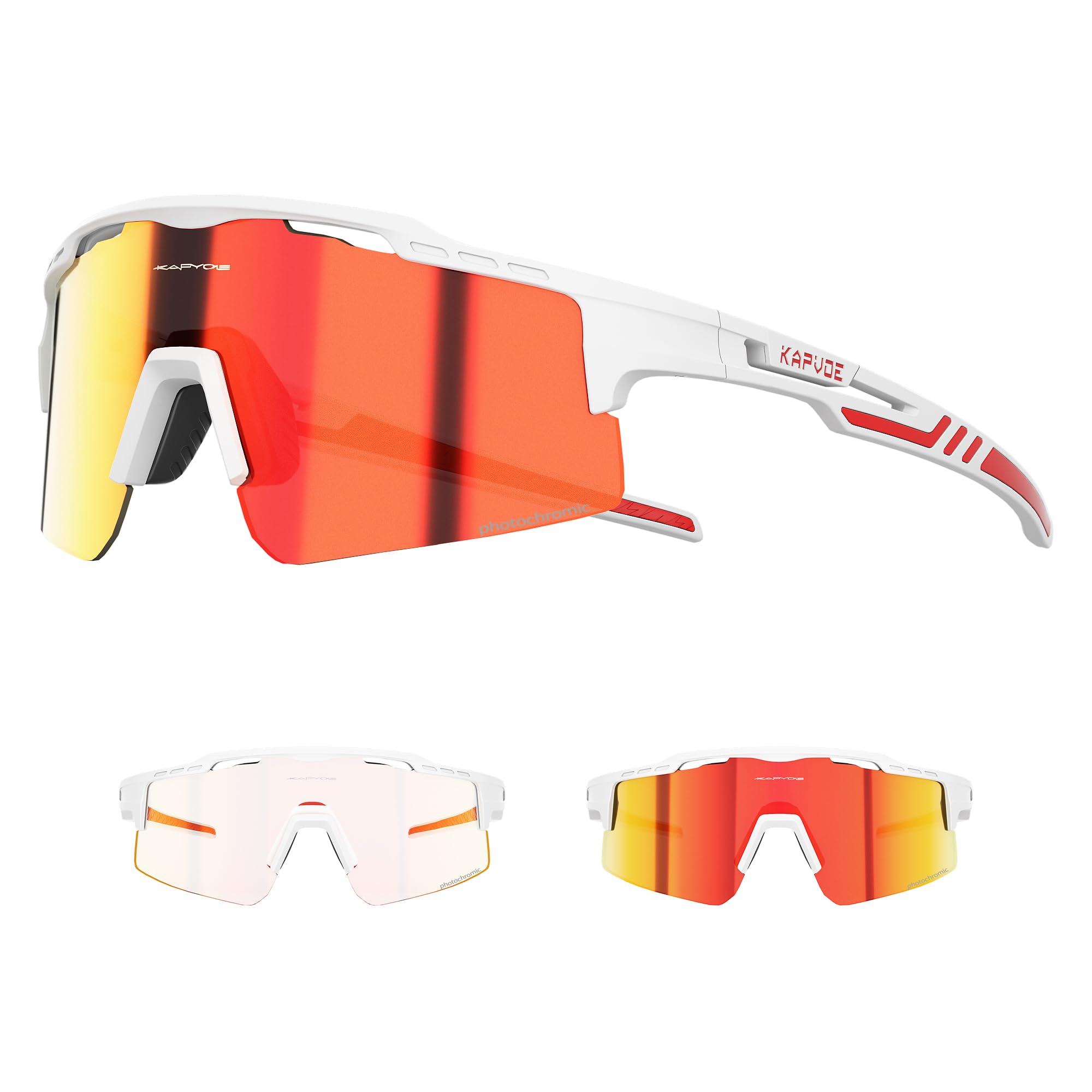 KAPVOE Photochromique Lunette Vélo Protection UV400 Lunette de Cyclisme VTT Sport Homme Femme K75