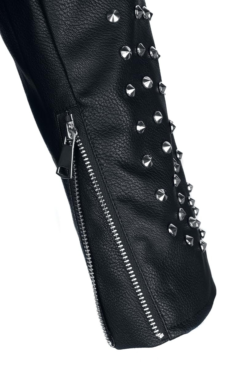 Rock Rebel by EMP Uomo Giacca in ecopelle nera con borchie in pizzo