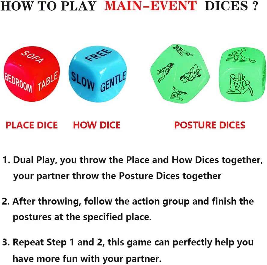 Funny Date Night Dice for Couples Valentine's Day Gift for Women Men Decider Dice Couple Game Dice for Girlfriend Boyfriend Wedding Anniversary Christmas Birthday Gifts 4-FG-55