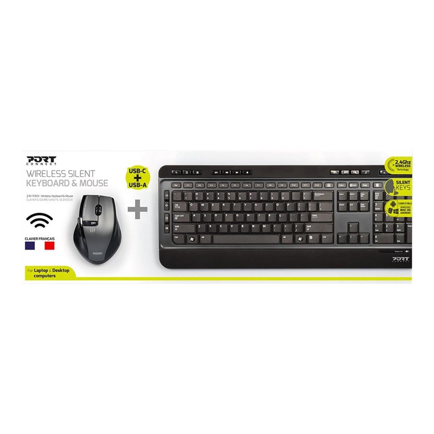 PORT DESIGNS TECLADO (INGLES) + RATON 900901-UK INALÁMBRICO SILENT
