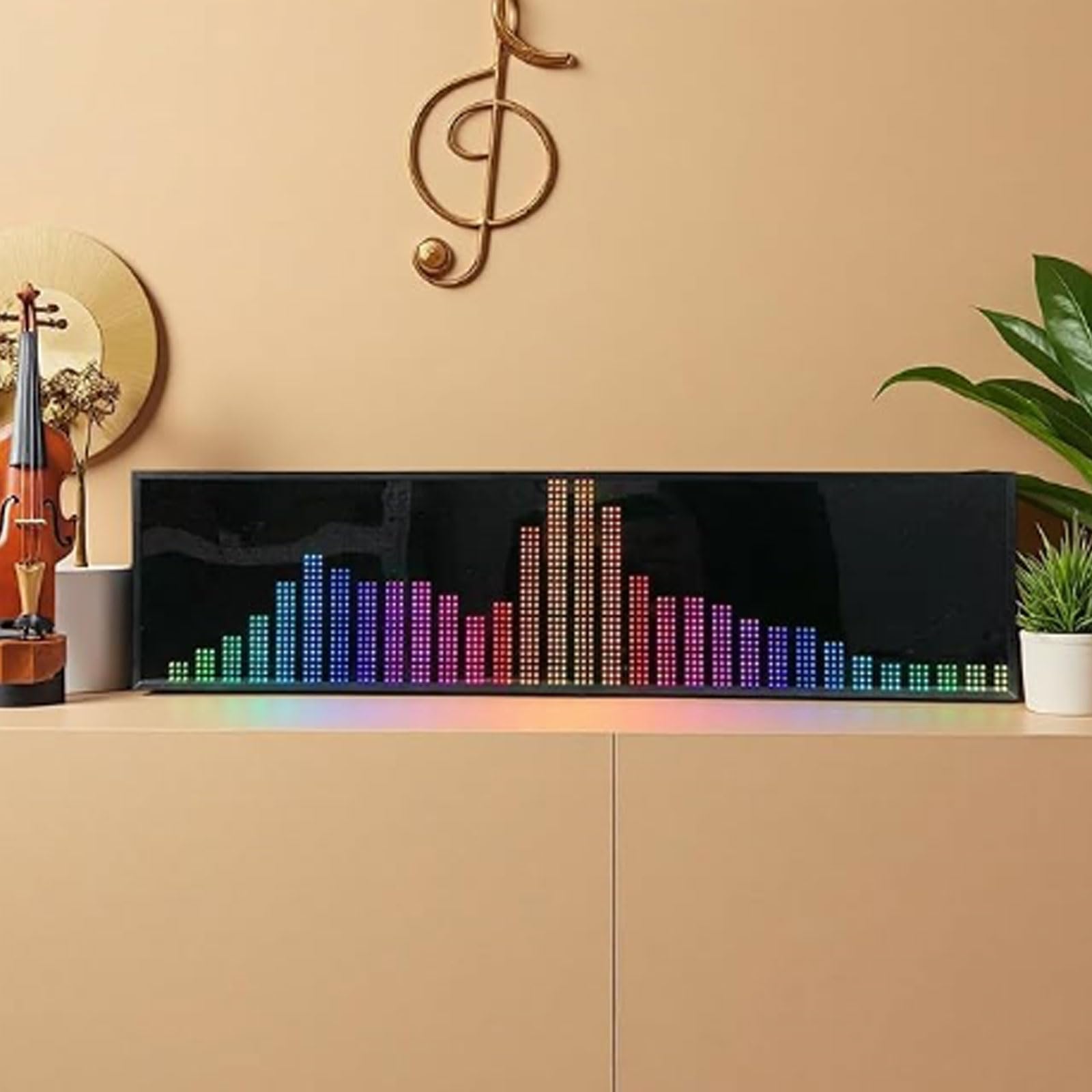 Dynamischer Spektrumanalysator, RGB-Audiopegelanzeige mit 36 Anzeigestilen, 16 Farben, 6 Gleitpunkten, 4 Frequenzbereichen, 5 Uhren, für Auto, Unterhaltung