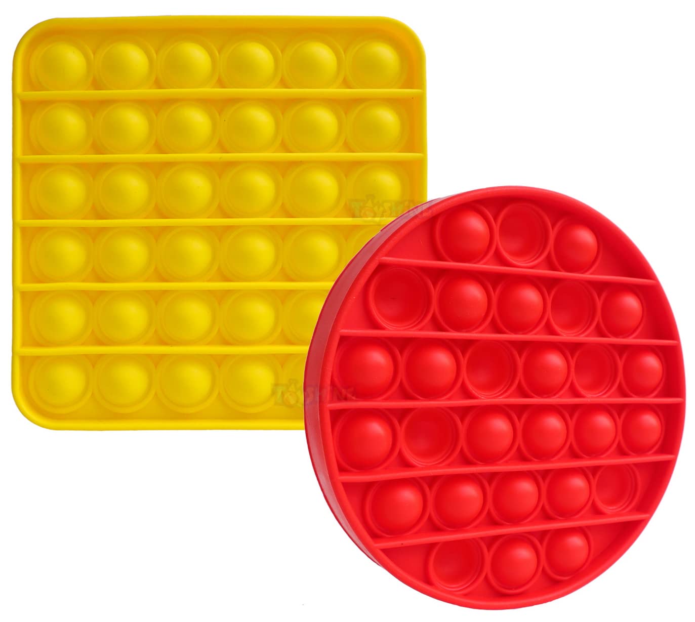 Toyshine Pack of 2 - Heavy Red Circle and Yellow Square Pop it Toy- Fidget Popping Sounds Toy, BPA Free Silicone, Push Bubbles Toy for Autism Stress Reliever, Sensory Toy (B09HTZNHJC) Amazon Price History, Amazon Price Tracker