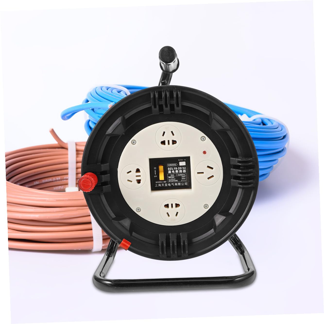 ABOOFAN Enrollador de Cable Retráctil Carrete de Cable de Alimentación de Plástico Negro Diseño Vacío Capacidad para 30 Metros para Hogar E Industria