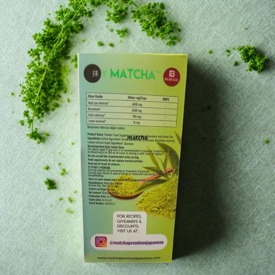Skinkura Herbata Detox Premium Matcha – aromat bromelainy i cytryny, zielona herbata odchudzająca, 20 torebek, naturalny detoksyk i przeciwutleniacze