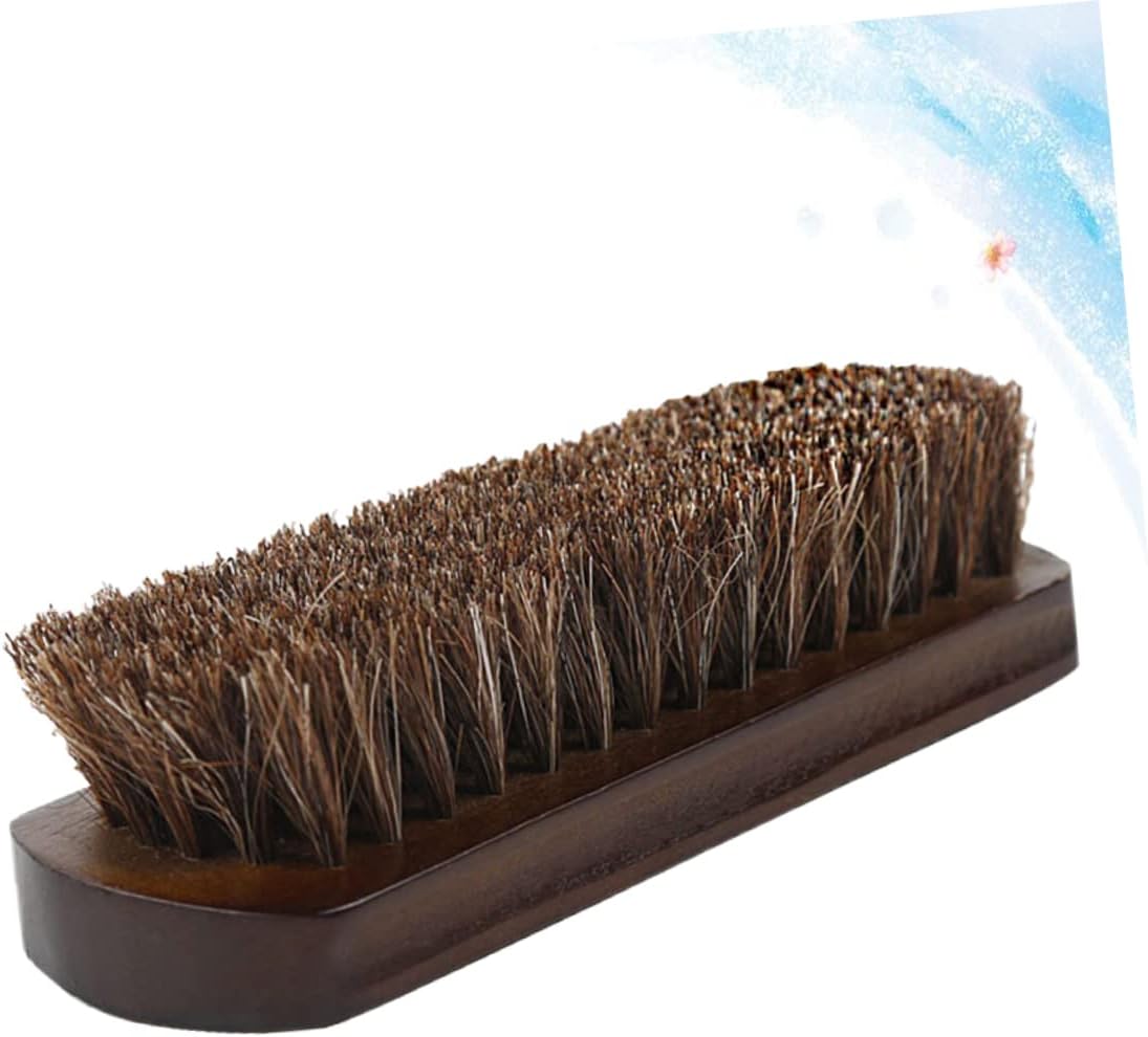 Horse Bristle with Wood Grip Cleaning Brush Brown for Shoes and Laundry