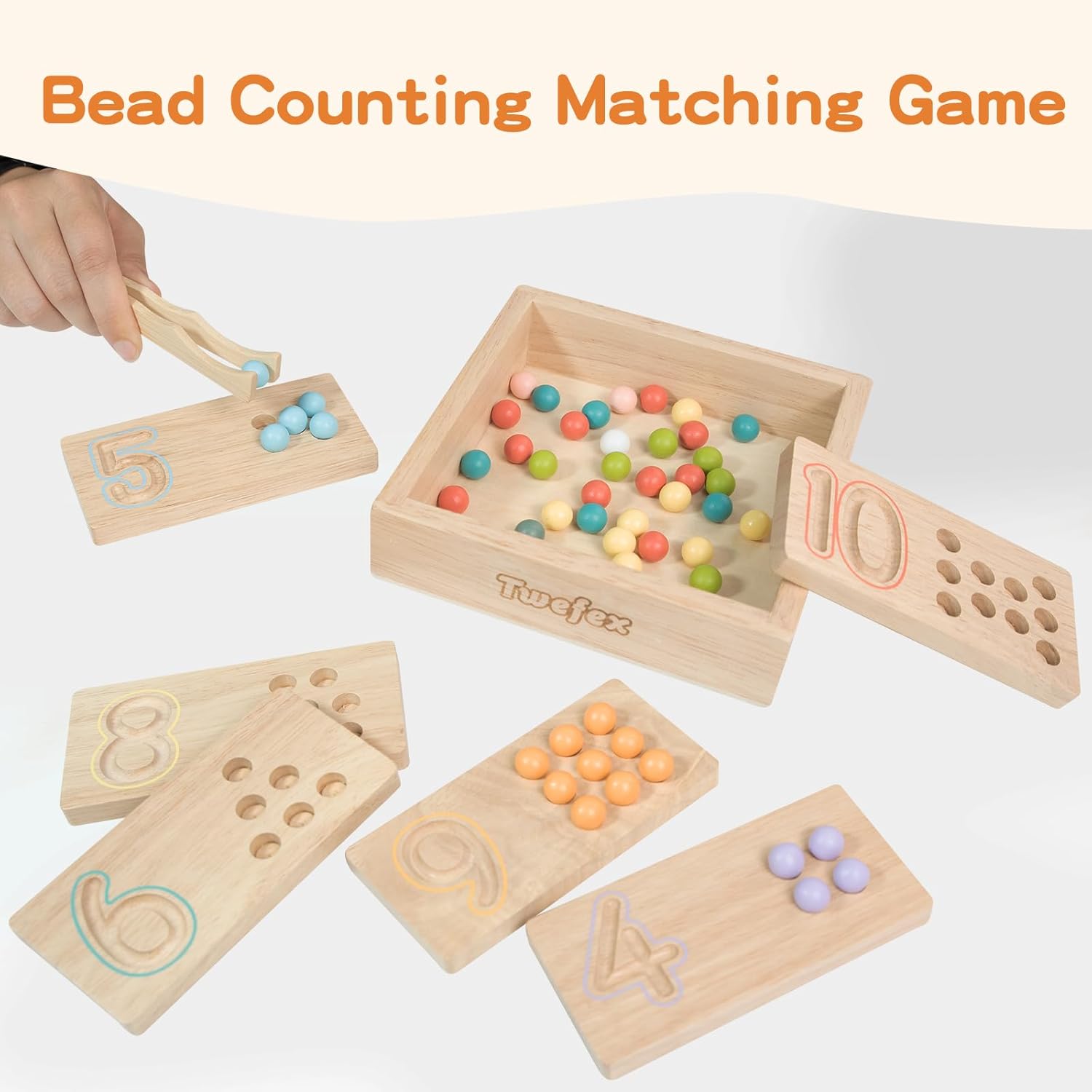Montessori Counting Toys for Toddlers | 3 in 1 Wooden Peg Board and Montessori Counting Beads Math Toys for Kids Age 3 4 5 | Toddler Wooden Number Learning Montessori Toys