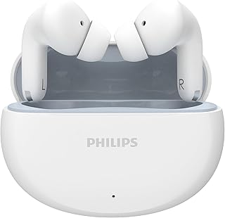 Philips TAT1269 Bluetooth Truly Wireless in Ear Earbuds with mic, 13mm Drivers, BT 5.4, 40H Playtime, IPX5, Fast Charging, Touch Controls, Voice Assistant, Mono Mode, LED Indicator (Bright White)