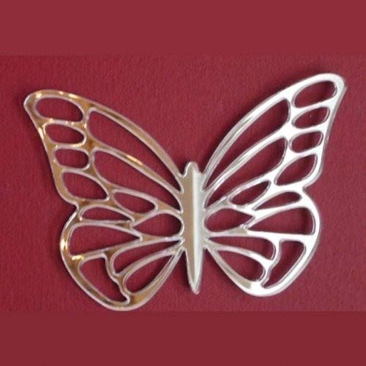 Sendmeamirror Butterfly Patterned Big Wings Mirror 45cm x 40cm, Silver