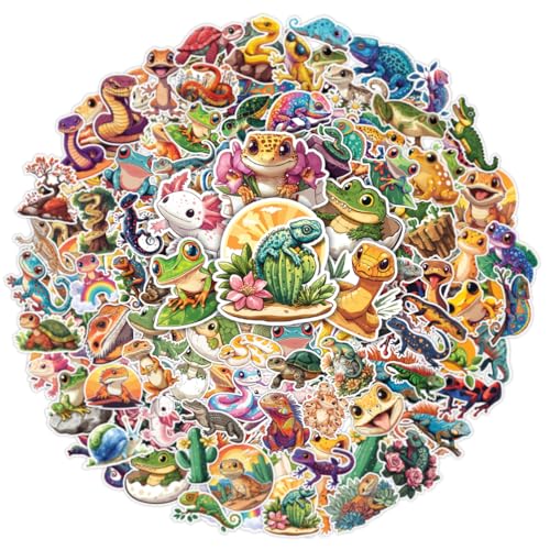 100pcs Reptile Stickers for Kids Waterproof Decals for Water Bottles Laptop Luggage Computer Scrapbooking Teens Adults Girls Funny Party Birthday Decorations
