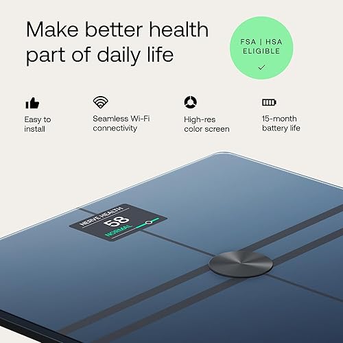 Miniatura 5 de WITHINGS Body Comp - Báscula para peso corporal y análisis corporal completo, Wi-Fi y Bluetooth, báscula de peso para bebés, báscula digital, grasa