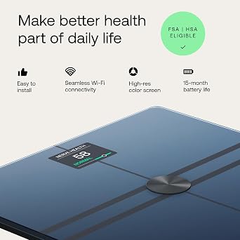 WITHINGS Body Comp - Scale for Body Weight and Complete Body Analysis, Wi-Fi & Bluetooth, Baby Digital Scale, Accurate Visceral Fat, Heart Health, Scales Compatible with Apple