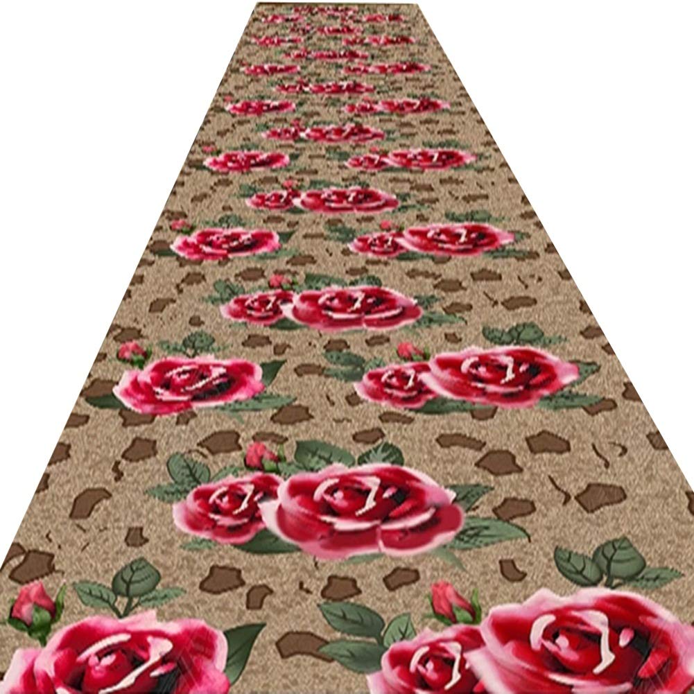 Alfombra de pasillo larga ZRUYI: moqueta de flores rojas con diseño a medida elegante