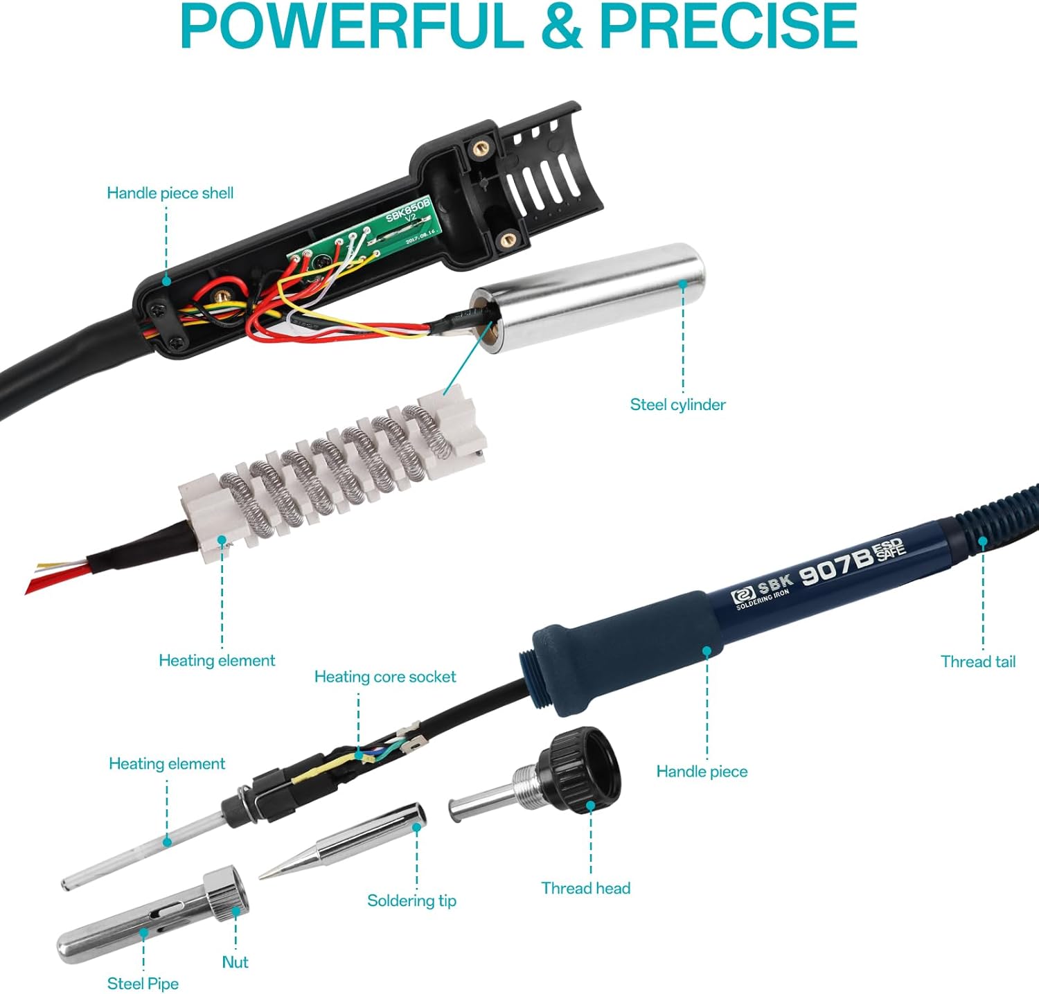 BK701D 700W Soldering Station, 2 In 1 Hot Air Rework & Soldering Iron Station, SMD ESD Safe Solder Station,Electronic Soldering Kit For Mobile Phone Laptop Repair or Circuit Board Soldering