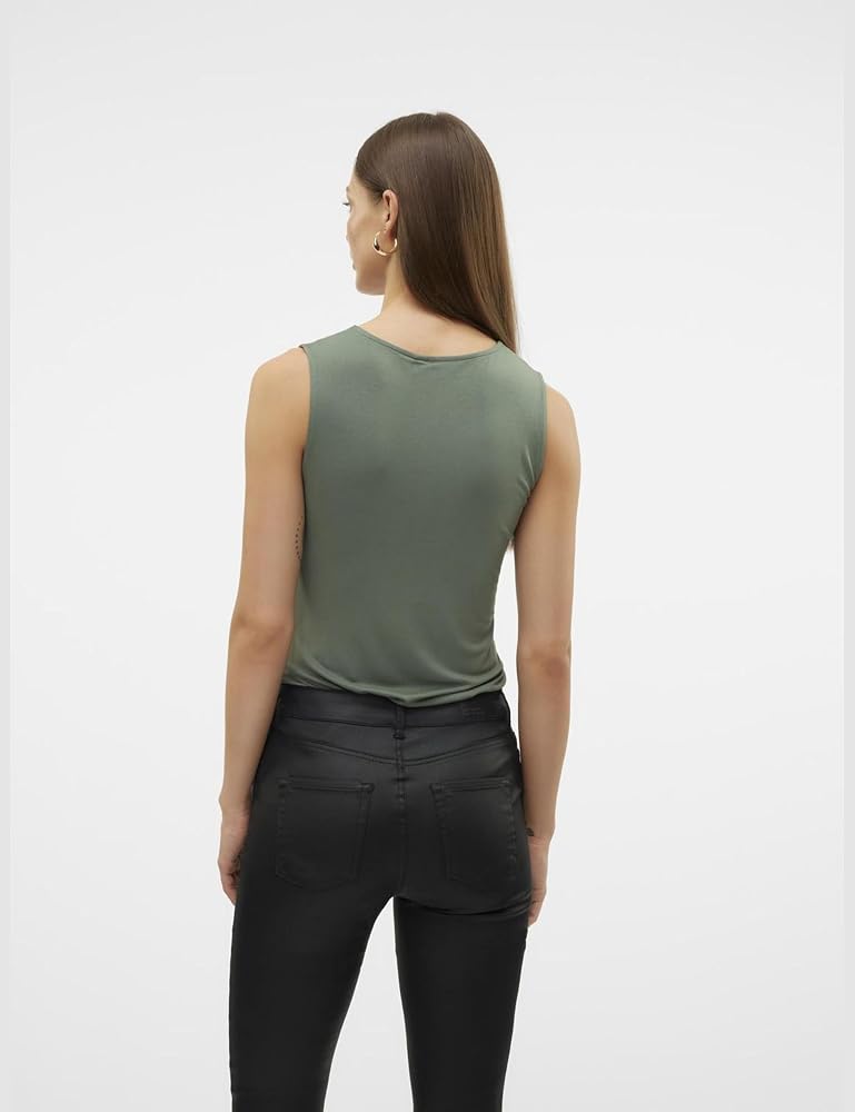 VERO MODA Vmrosa SL - Top da Donna con Scollo a V Jrs Noos, Foresta oscura, S