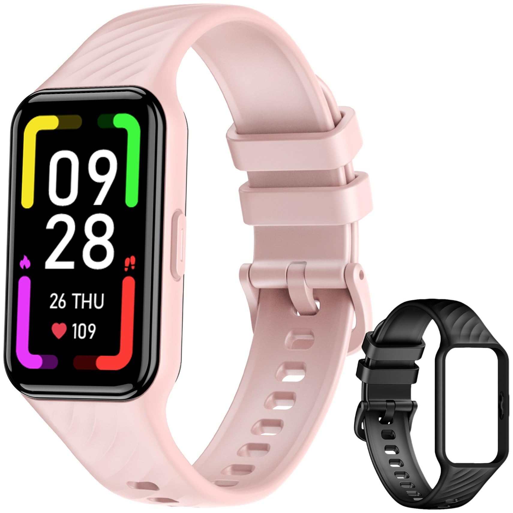 Blackview Smartwatch, 1.47" Reloj Inteligente Mujer - 24 Modos Deportivos, Oxímetro(SpO2) Podómetro Sueño Pulsometro, Batería Grande de 300 mAh, Pulsera Actividad Compatible con Android e iOS Carbonfree Certified