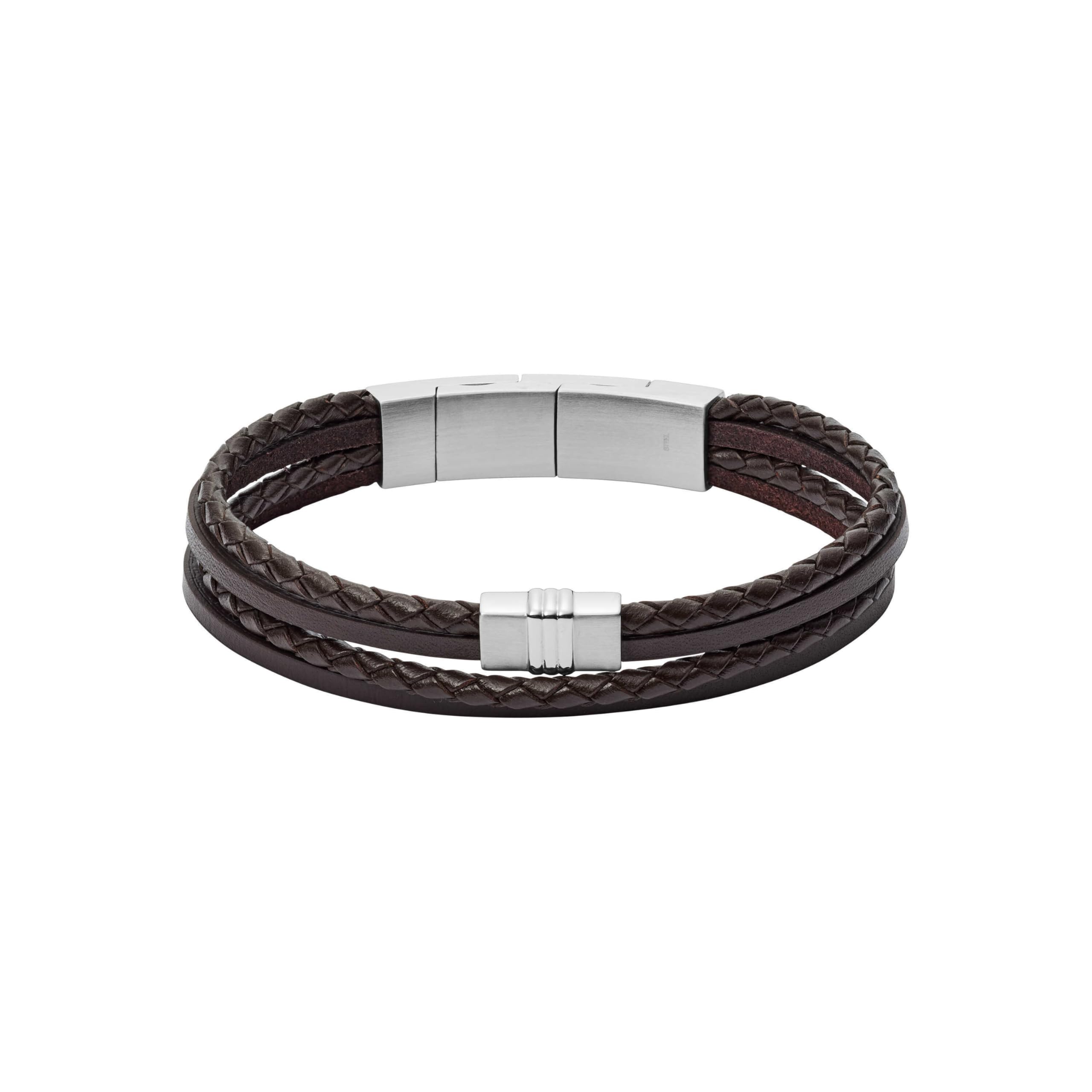 FOSSIL bracelet Multi-Strand Braided Leather Bracelet Brown