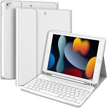 TQQ iPad 9 Generation Keyboard Case with Built-in Pencil Holder, Detachable Spanish Ñ Keyboard for iPad 10.2 Inch 9th/8th/7th Gen, iPad Pro 10.5 Inch 2017, iPad Air 3 2019
