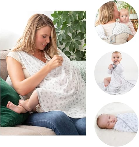 Miniatura 7 de Cheeky Chompers Funda de lactancia de muselina transpirable 6 en 1 para lactancia materna, manta para recién nacido, funda para cochecito, anillos