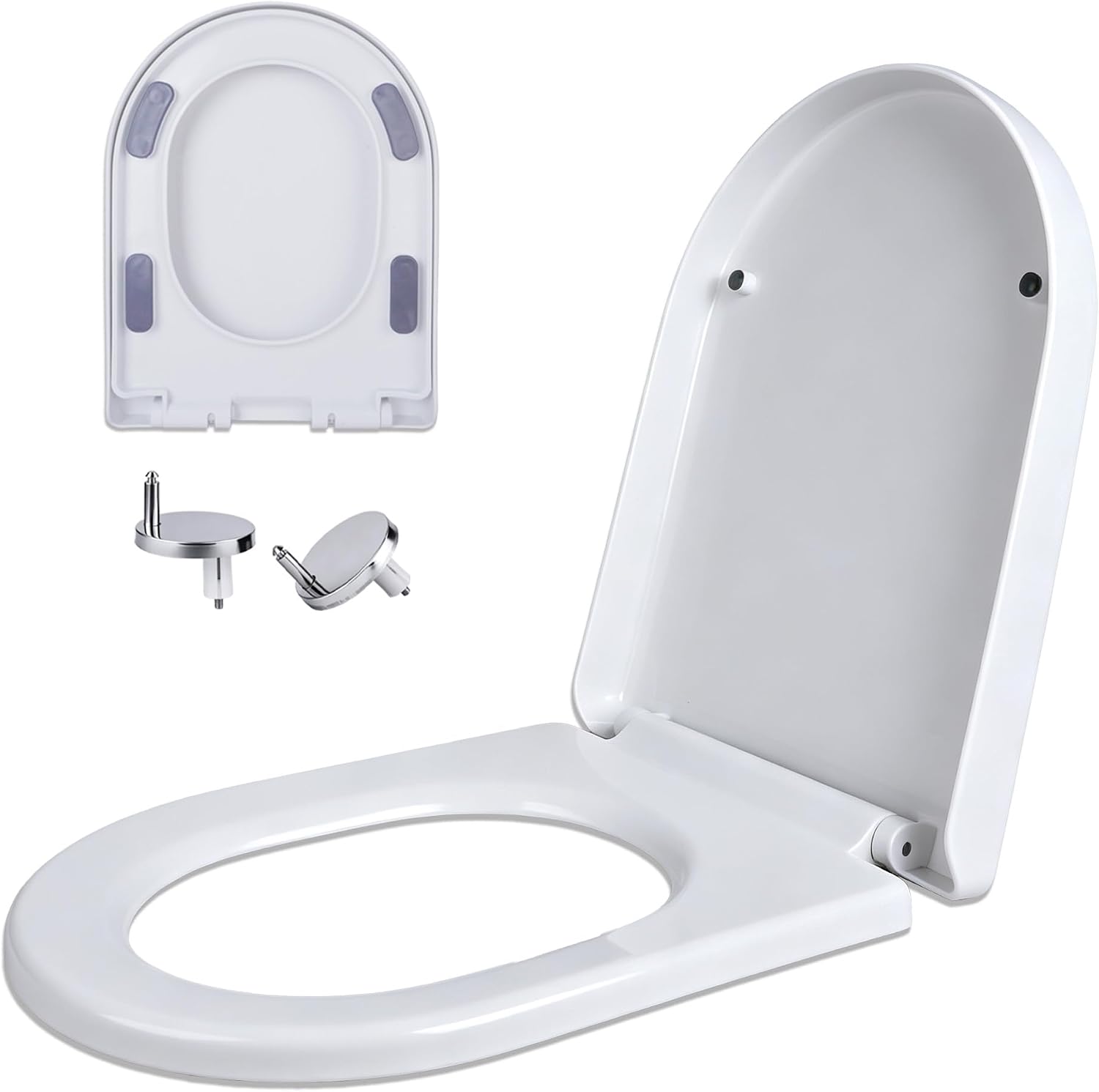 elongated U Toilet Seat Soft Close Quick Release White PP Seat | Soft close toilet seat with quick release hinge, durable PP material, stable design, easy cleaning and simple installation