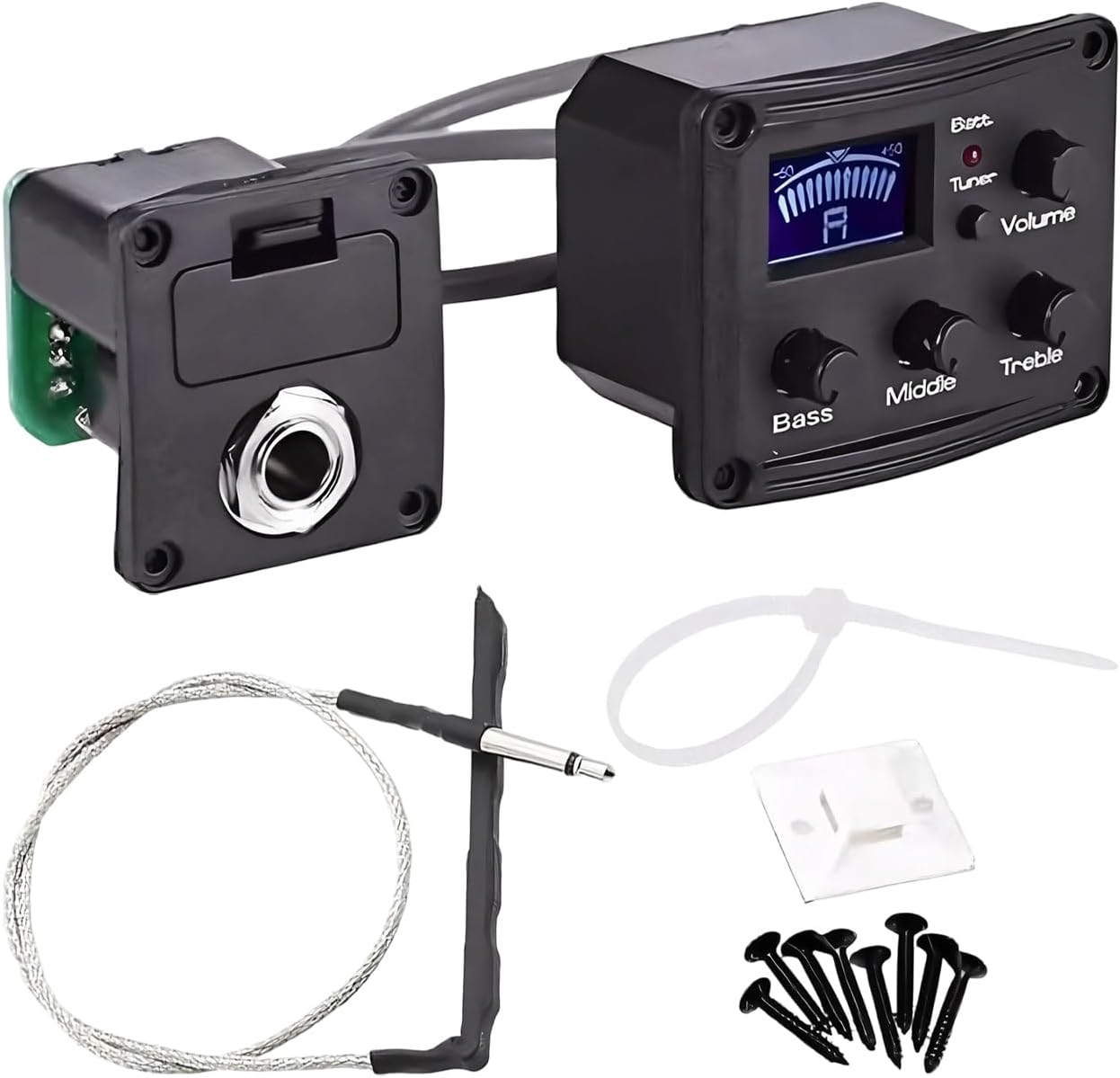 Ukulele Pickup - 3 Band Preamp Equalizer, LCD Screen Piezo Pickup, High Precision Clear Sound, Easy Install Tone Control, Premium String Instrument Accessory, Acoustic Electric Violin 10x7x4cm