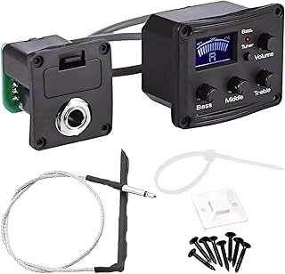 Ukulele Pickup - 3 Band Preamp Equalizer, LCD Screen Piezo Pickup, High Precision Clear Sound, Easy Install Tone Control, Premium String Instrument Accessory, Acoustic Electric Violin 10x7x4cm