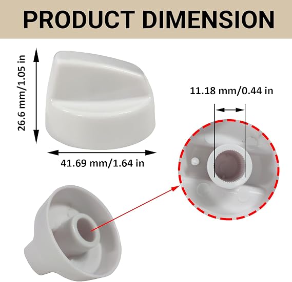 4 Pack Universal Control Knobs Replacement with 12 Adapters - Wide Application for Oven Stove Range Universal Stove Knobs White