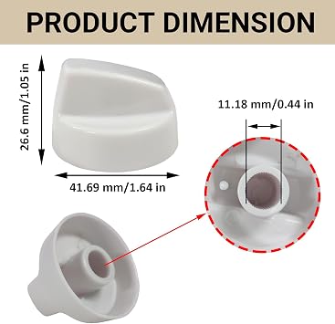4 Pack Universal Control Knobs Replacement with 12 Adapters - Wide Application for Oven Stove Range Universal Stove Knobs White