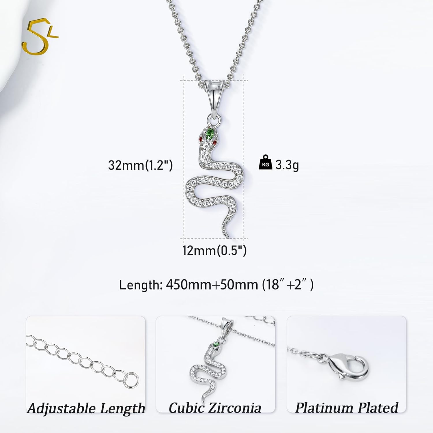 Snake Necklace Dainty Pendant With Cubic Zirconia, Layered Choker, Punk Animal Jewelry, Cool Wedding High Jewelry Party for Women Teen Friends - Image 5