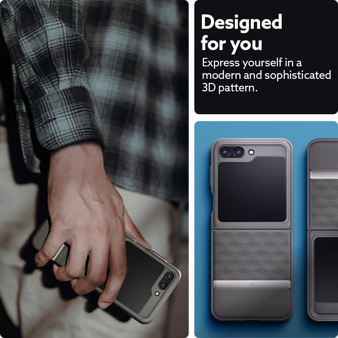 Caseology Parallax [3D Ergonomic Design] Protective Case Compatible with Samsung Galaxy Z Flip 5 Case (2023) - Ash Gray