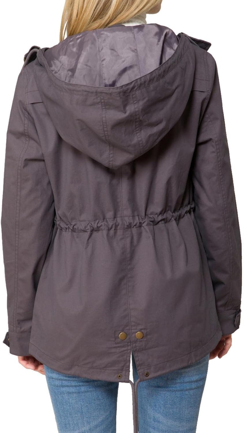 Design by Olivia Women's Military Anorak Safari Hoodie Jacket Small Ash Grey (Misses Size)