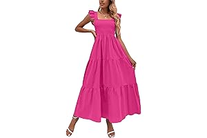 Flowy Hot Pink Boho Maxi Dress for Summer