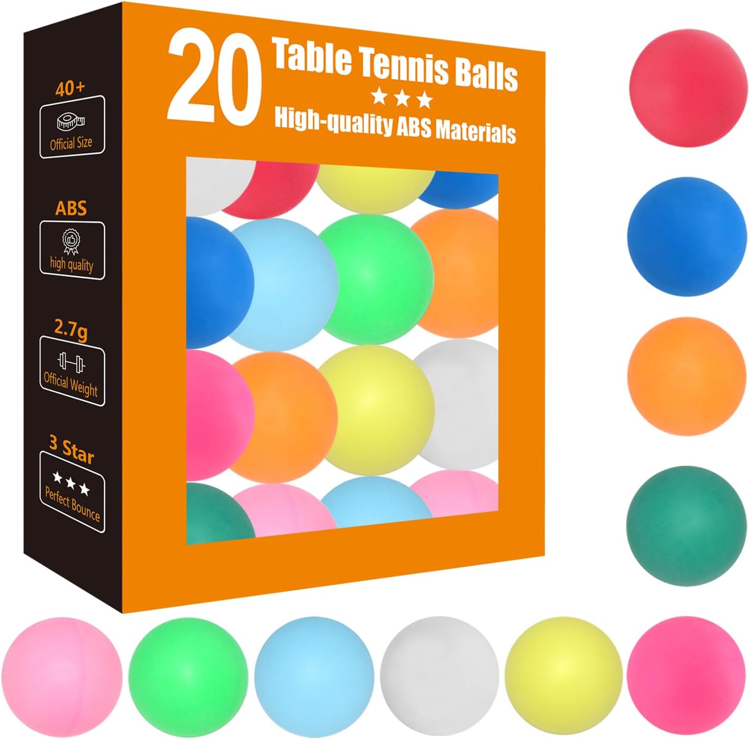 3 Star Ping Pong Balls - High Performance ABS Table Tennis for Training,Game