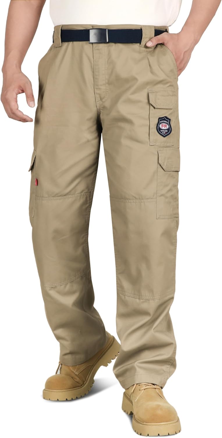 BOCOMAL Men's FR Cargo Pants Flame Resistant Pants Midweight 7.5oz (7 Pockets) Multi-Pockets FR Pants - Image 7