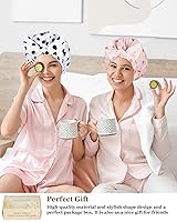 Vista 5 de 2 gorros de ducha para mujer, gorro de ducha reutilizable impermeable para ducha con lazo ajustable, gorro de baño de lujo para mujer