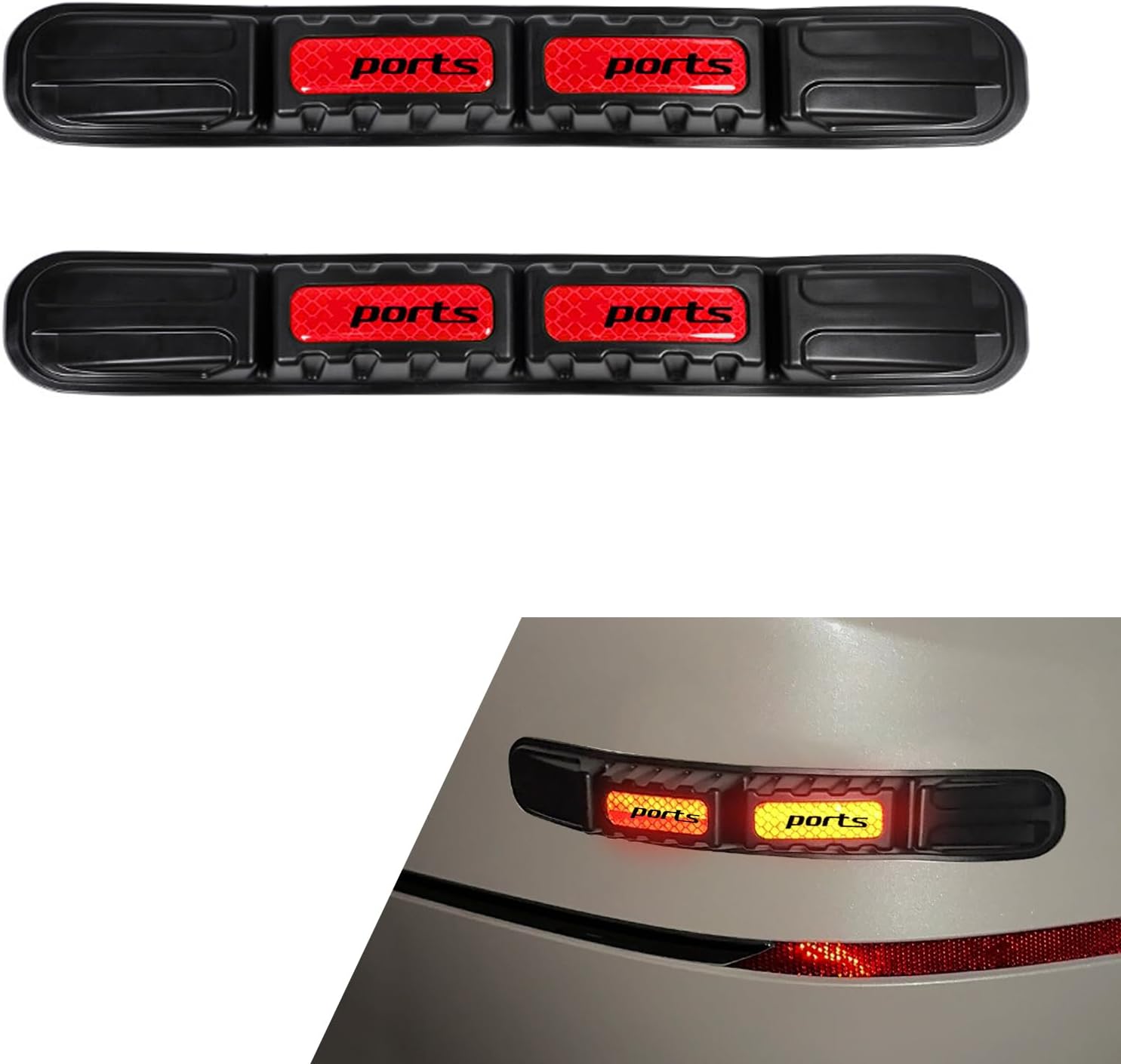 2PCS Car Bumper Guard Strip, Anti-Collision Anti-Scratch Car Rear Bumper Protector Strip, Reflective Folding Nighttime Vehicle Warning Guard Strip, Universal for Cars SUVs Trucks (Red #B)