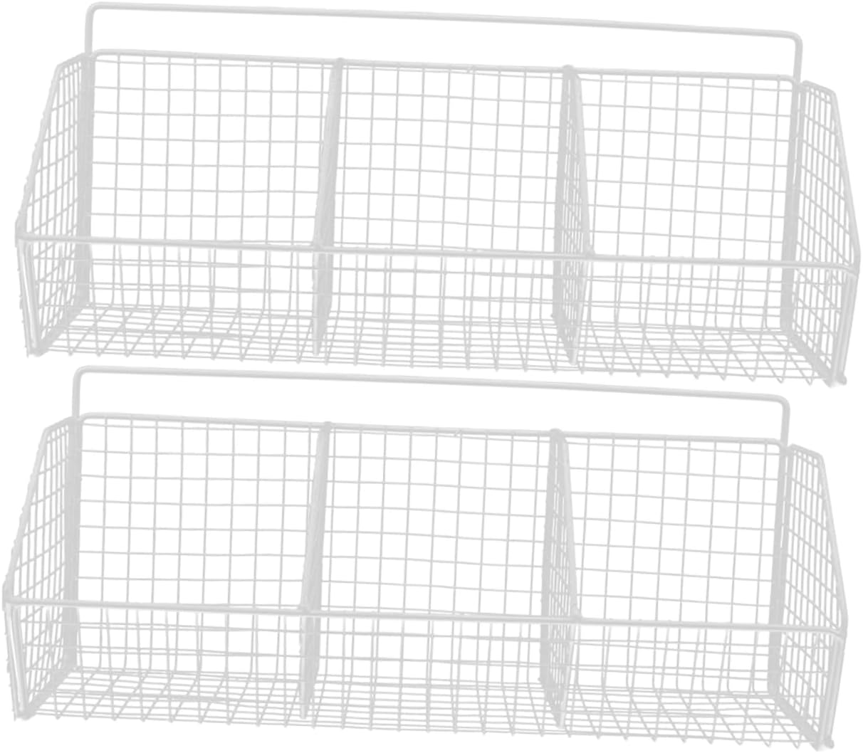 2pcs Wall Mounted Kitchen Storage Baskets Hanging Basket for Vegetables and Fruits Stylish Kitchen Organizer for Wall Storage Easy to Install and Clean Compartments