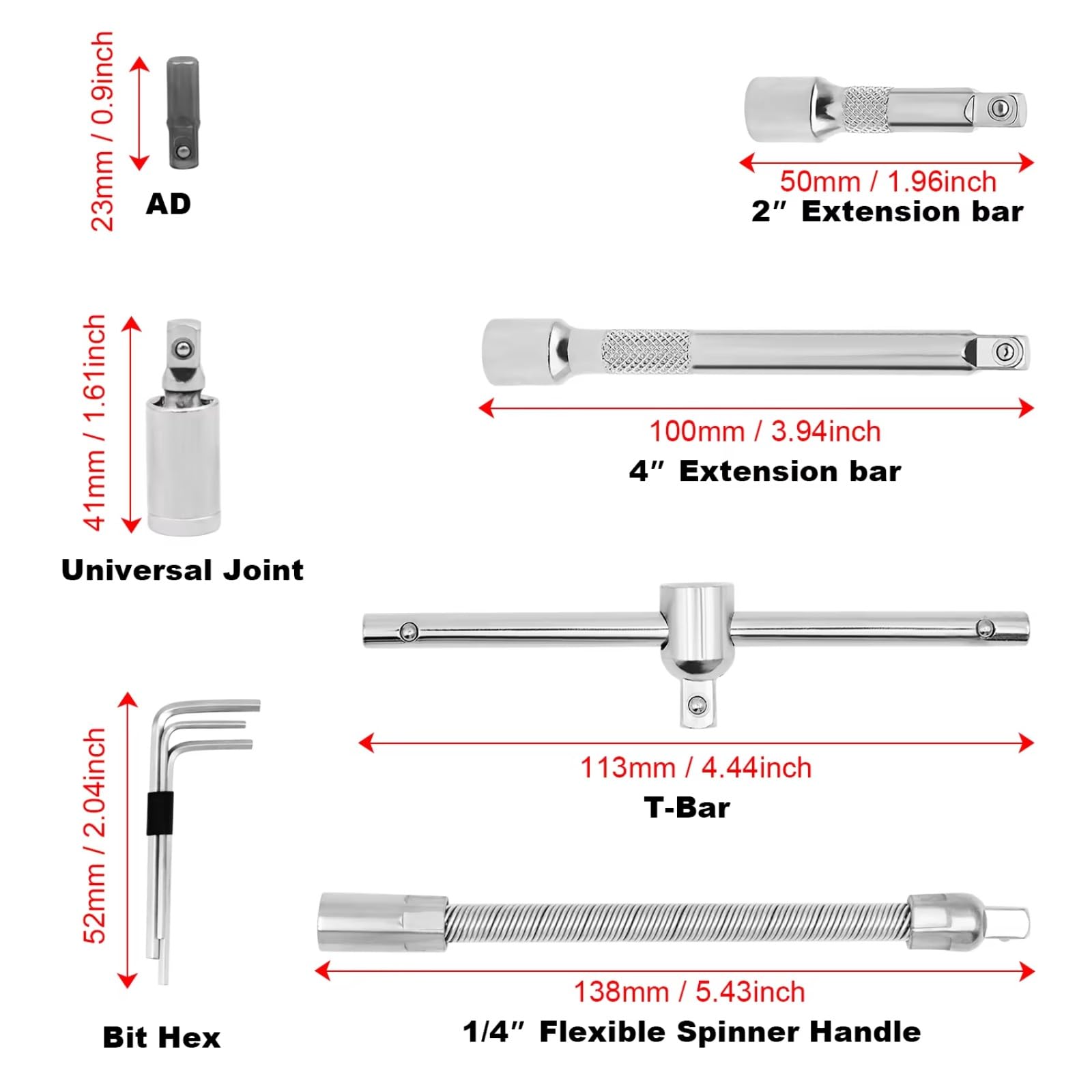 Juego Llaves Vaso Kit Herramientas Reparación Juego Enchufes 1/4 Pulgadas Llave Dinamométrica Trinquete Para Conjunto Combinado Reparación Herramienta Mecánica(Black)